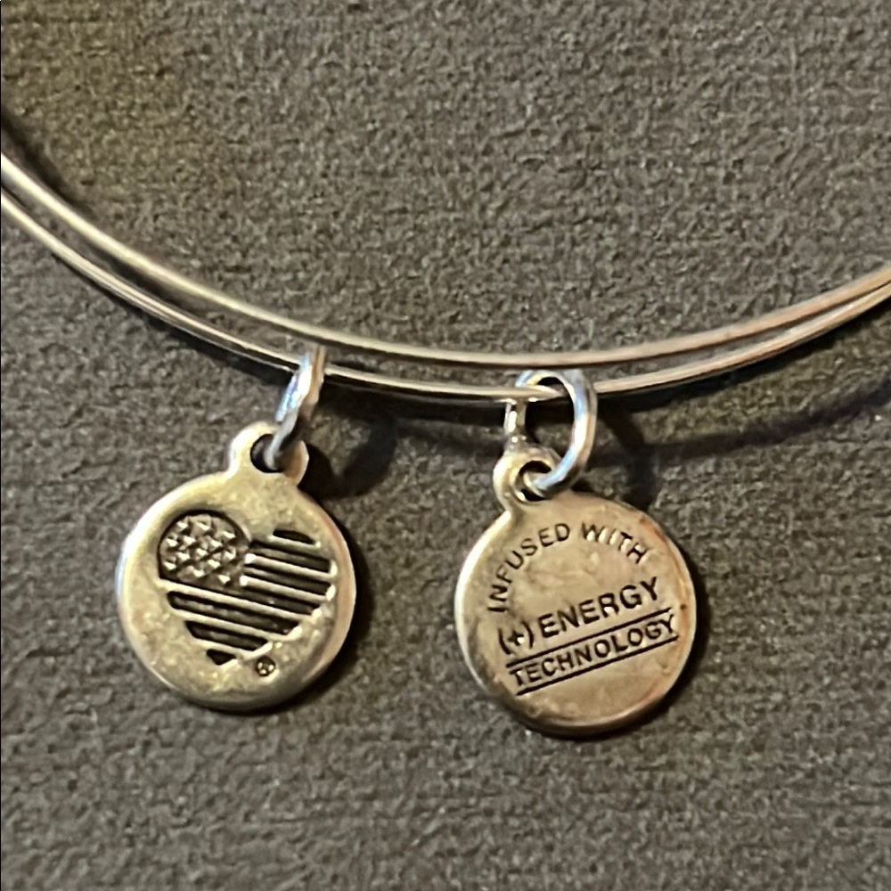 Alex and Ani Silver and Beige Beaded Expandable Bracelet with Charms - Picture 3 of 11